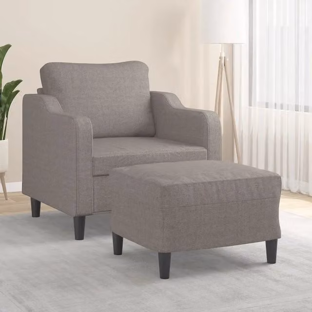 Divano Sedia-Poltrona con Poggiapiedi Tortora 60 cm in Tessuto 935129