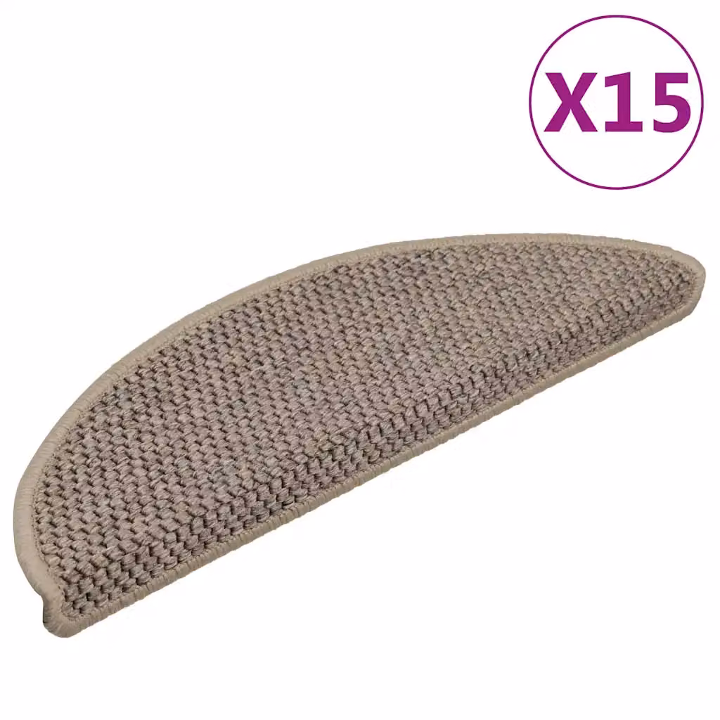 vidaXL Tappeti Adesivi Scale Aspetto Sisal 15 pz 56x17x3cm Beige Scuro