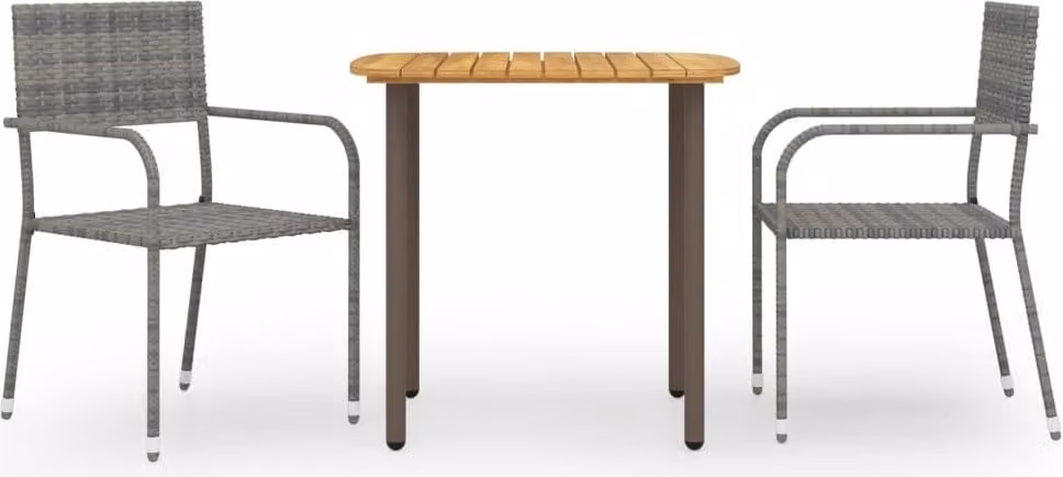 Maison Exclusive - Set da pranzo da giardino 3 pezzi in polyrattan grigio