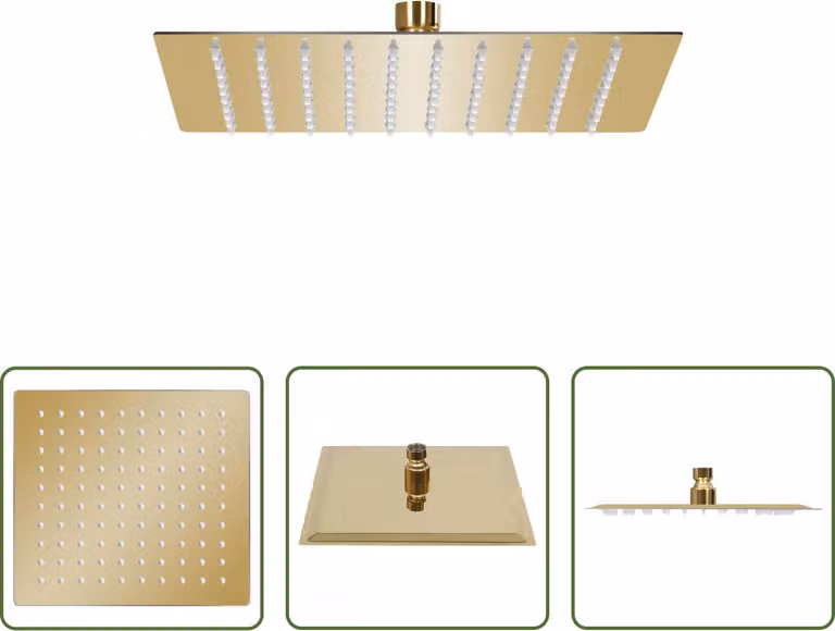 The Living Store Doccia a pioggia in acciaio inox 20x20 cm Quadrato Oro