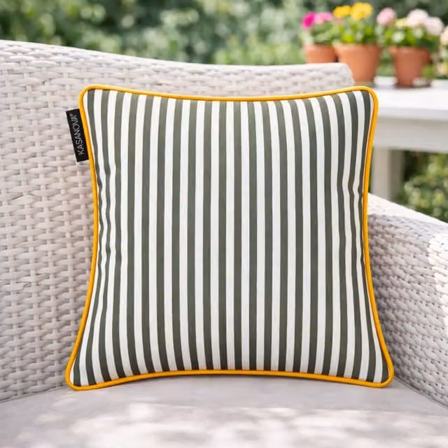 Cuscino arredo quadrato KASANOVA a righe verde idrorepellente L/P: 30 x 30 cm