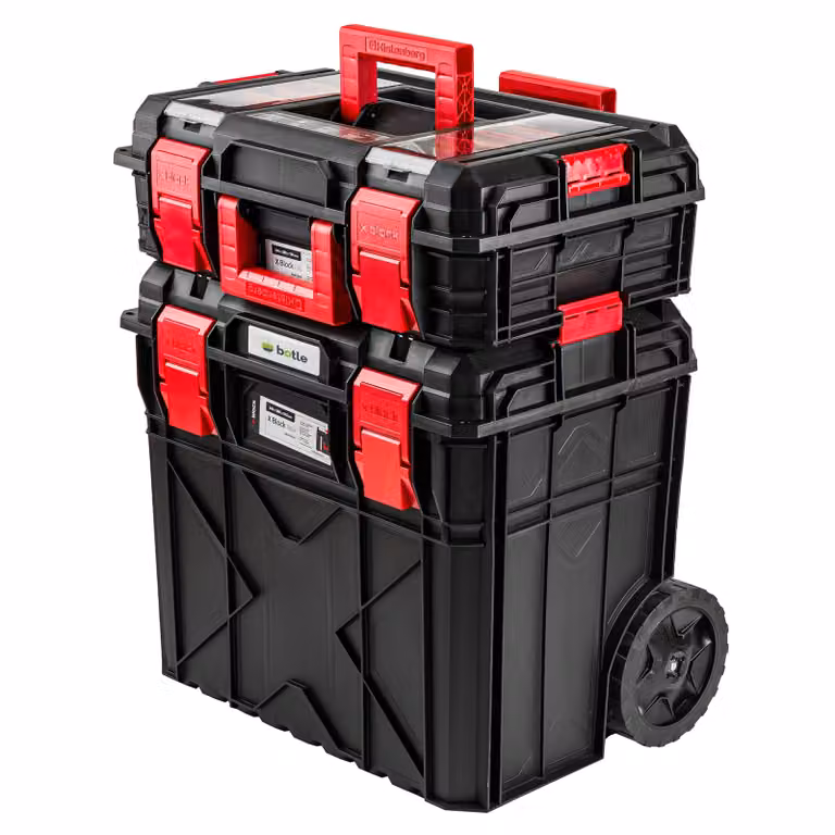 Robusta valigetta portautensili XXL con manico telescopico 54 x 38 x 70 cm cassetta per officina