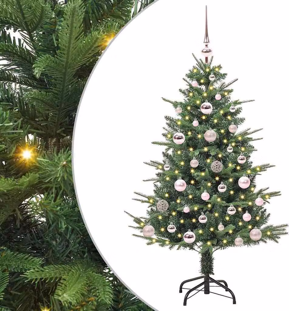 Albero di Natale artificiale preilluminato con pallina verde
