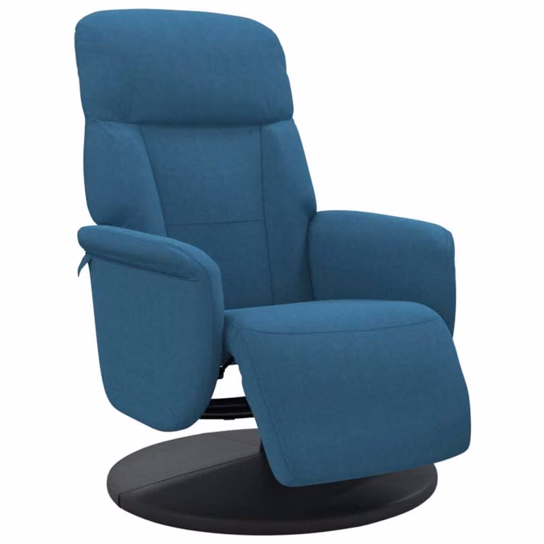 Poltrona Reclinabile con Poggiapiedi Blu in Velluto