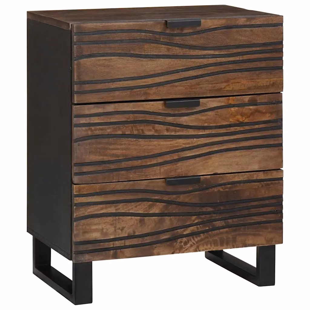 Armadio da notte vidaXL in legno color noce, stile rustico, L 50 cm x P 33 cm x H 62 cm