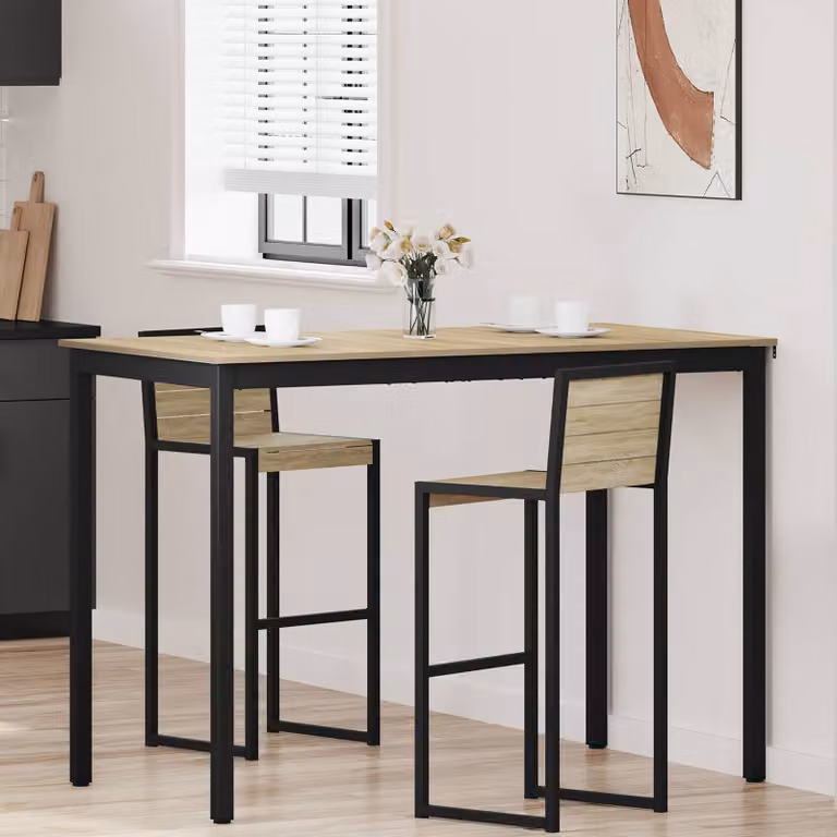 vidaXL Tavolo Bar Rettangolare Moderno in Legno Ingegnerizzato e Metallo L: 80 cm, P: 80 cm, H: 105 cm