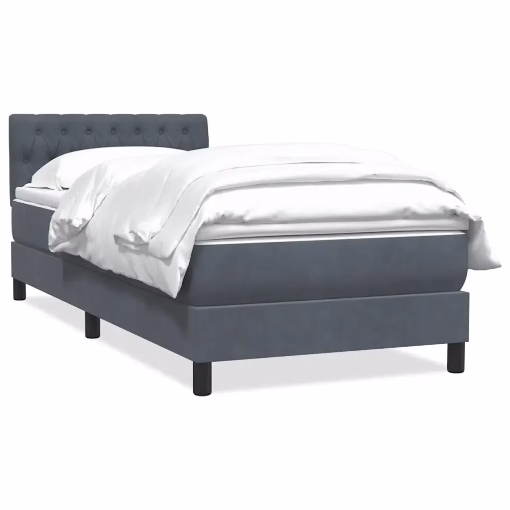 Letto con Giroletto a Molle e Materasso Ibrido vidaXL in Velluto Grigio e Bianco L: 80 cm, P: 223 cm, H: 80 cm – 2