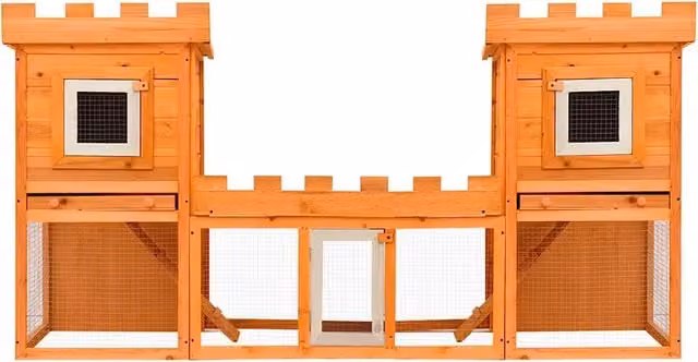 Grande conigliera all'aperto vidaXL in legno di pino con 2 casette per piccoli animali L: 192 cm, P: 101 cm, H: 50 cm