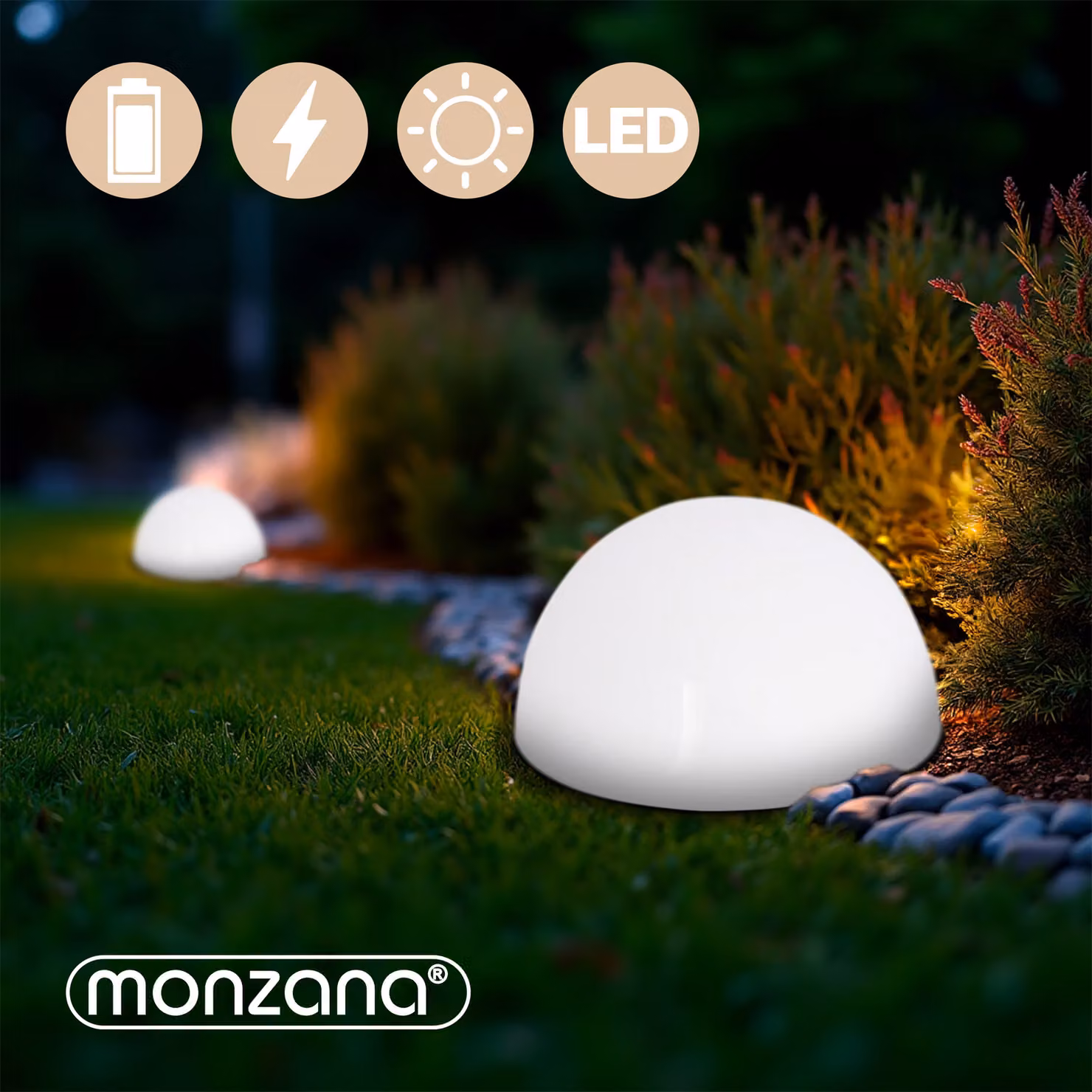 Set di 6 luci solari a LED Monzana bianche per giardino, balcone e terrazza con sensore crepuscolare e protezione IP44 – 3