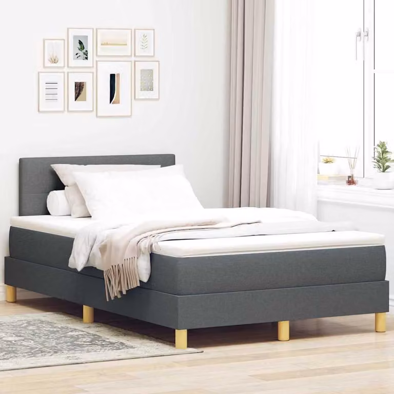 Maison Exclusive - Letto a molle con materasso Grigio scuro 120 x 200 cm Tessuto