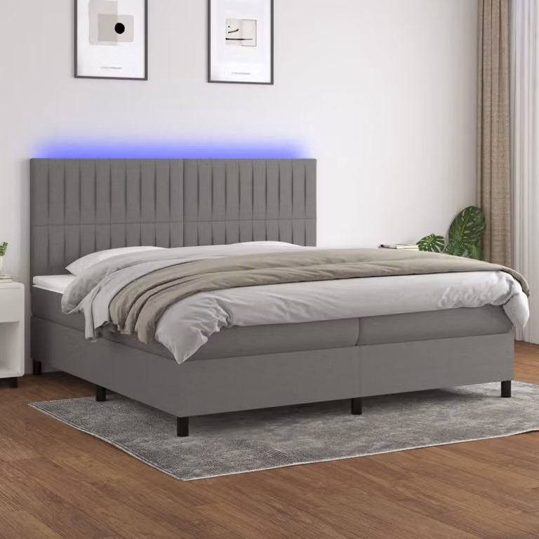Maison Exclusive - Letto a Molle Materasso e LED Grigio Scuro 200x200cm in Tessuto
