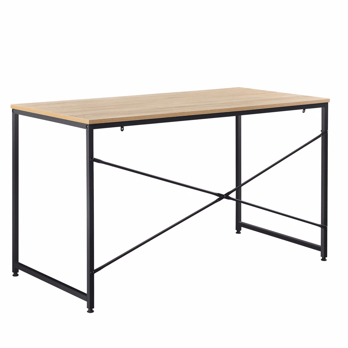 In And OutdoorMatch Scrivania Akeem - 120x60x72 cm - Truciolare e metallo - Colori nero e rovere - Design moderno