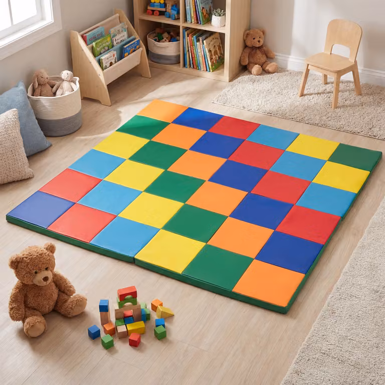 Set di 2 tappetini da gioco patchwork pieghevoli impermeabili per bambini Costway, multicolore, L 144 cm x P 144 cm