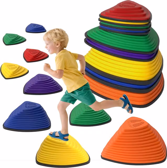 Set di 9 pietre di equilibrio sensoriali AIYAPLAY, design antiscivolo impilabile per interni ed esterni, Multicolore