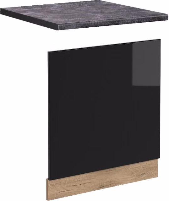 Pannello frontale R-Line Vicco Nero lucido e Rovere dorato con PL Antracite, Larghezza: 60 cm