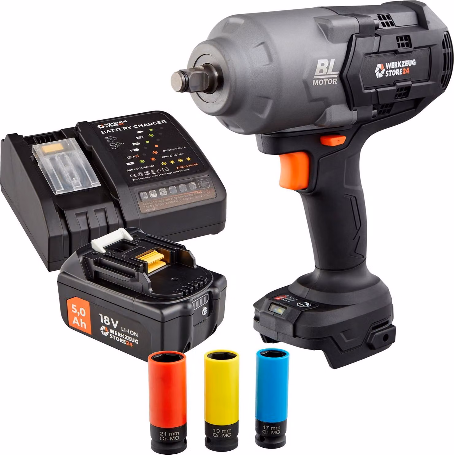 Avvitatore a impulsi a batteria WS24 WDS 18V 1/2" 1.600 NM / 1x batteria 5,0 Ah + caricatore rapido incl. bussole