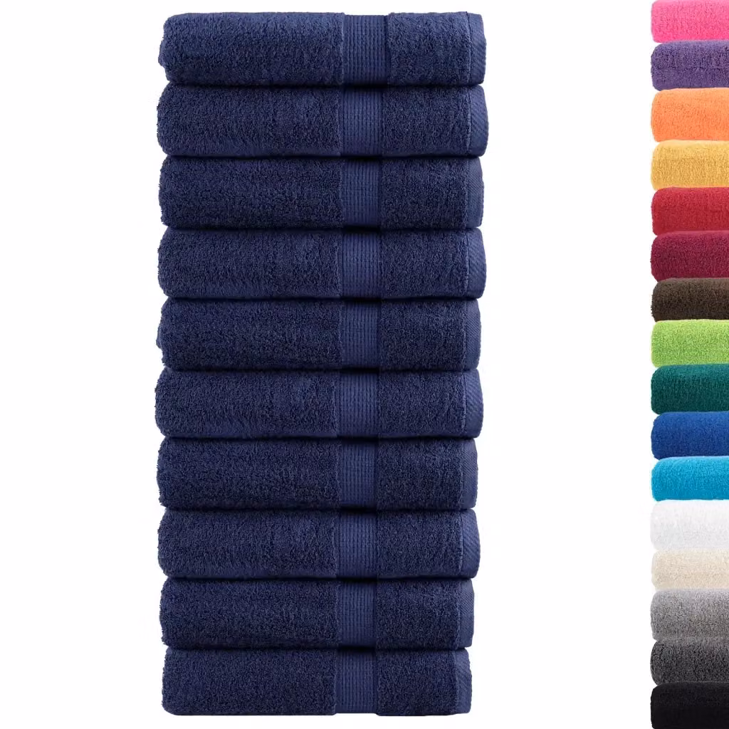 Set di 10 asciugamani da doccia SOLUND in cotone spugna blu, 70 x 140 cm, 600 g/m2 – 2