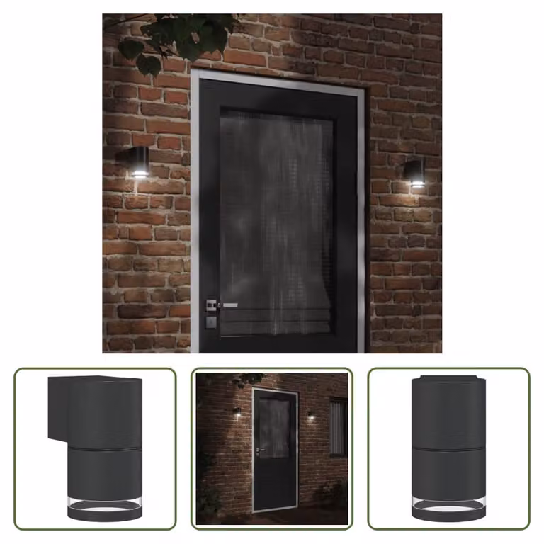The Living Store Applique da esterno in alluminio pressofuso nero