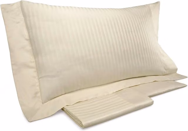 Set Copripiumino Matrimoniale Mitera in Cotone Mako Satin a Righe Rosso e Bianco con Lenzuolo e Federe, L/P/H: 160 x 200 cm, Federe: 50 x 70 cm