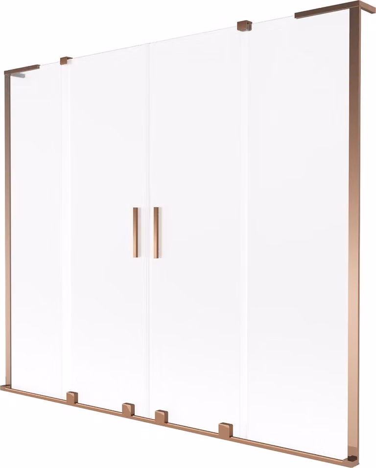 Mexen Velar L Duo paratia da vasca da bagno a 2 ante scorrevoli 200 x 150 cm, brina, oro rosa - 896-200-003-32-60