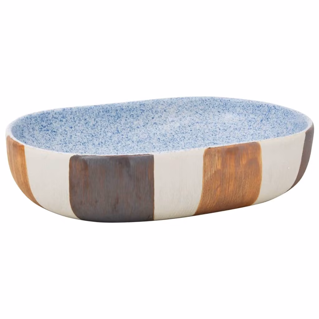 Lavabo da Appoggio Multicolore Ovale 59x40x14 cm Vetroceramica