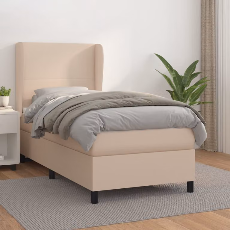The Living Store Letto a molle insacchettate Materasso cappuccino marrone 100x200cm Similcuoio