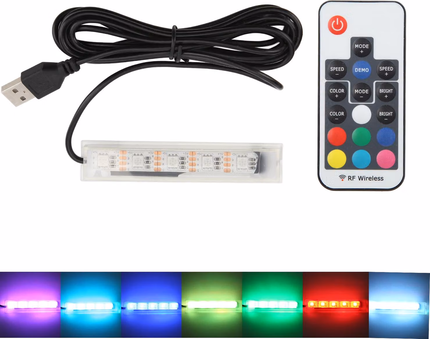 Micro Aquarium Light Telecomando alimentato via USB Lampada LED colorata per acquario per paesaggio filo nero