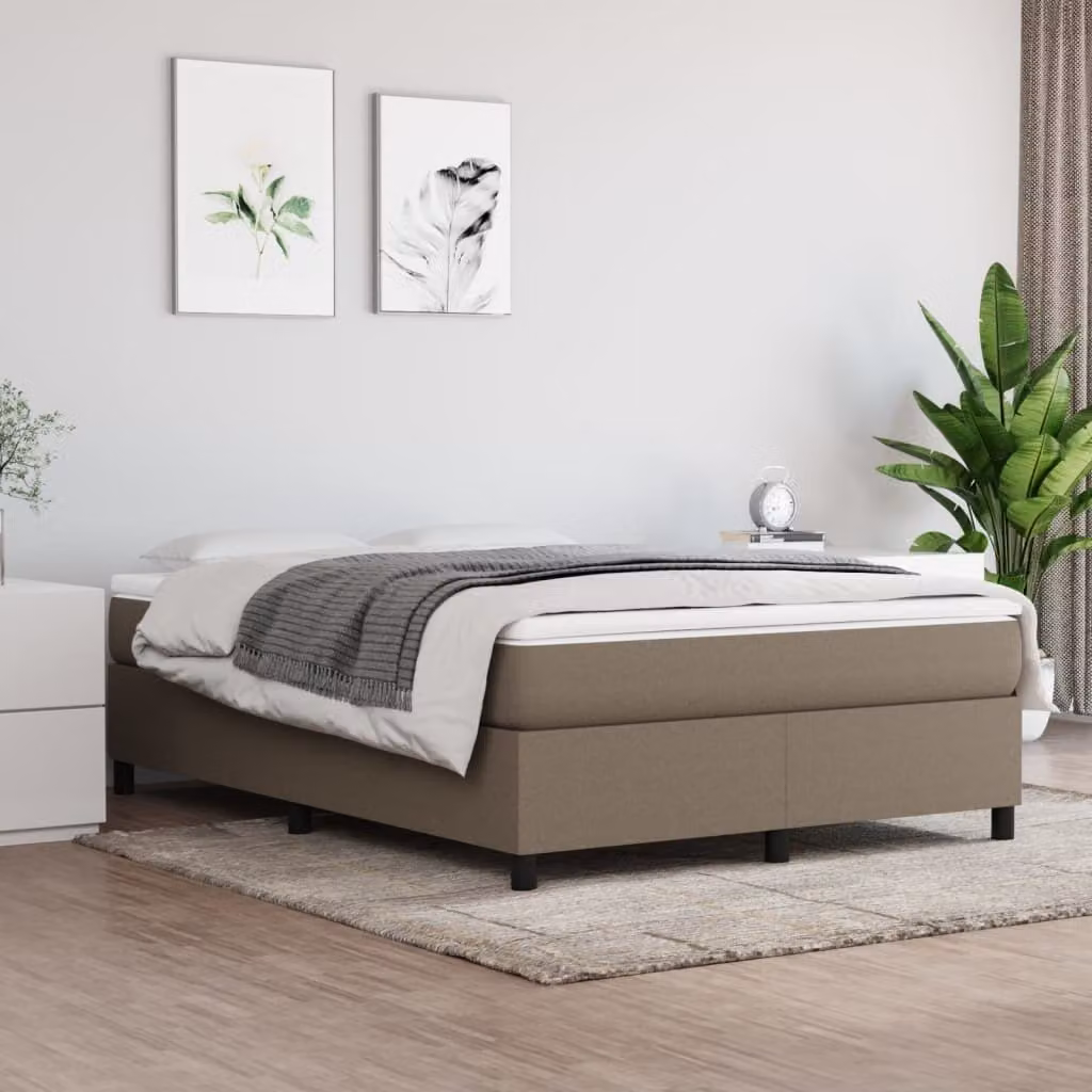 The Living Store Box spring bed Taupe 140x200 cm Tessuto