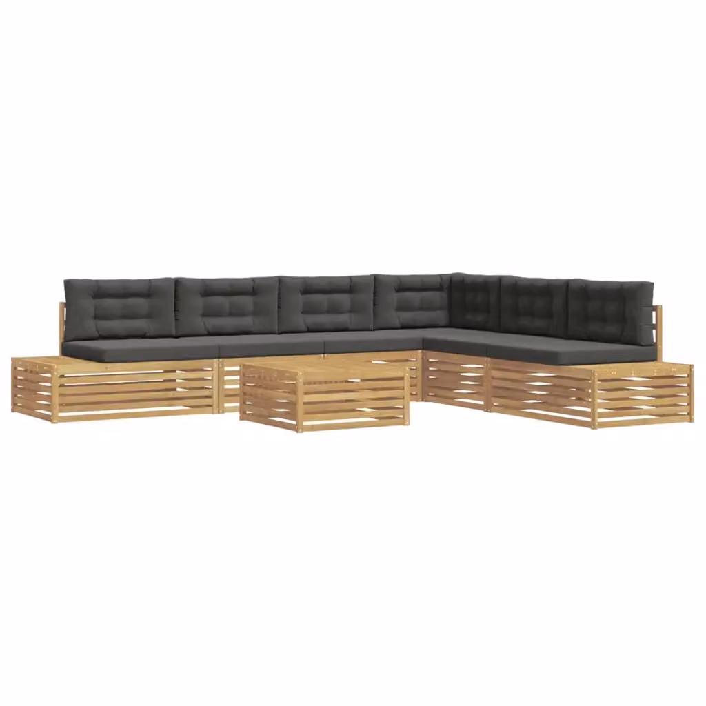 Set di 8 divani da esterno moderni vidaXL in legno di acacia e poliestere bianco – 2