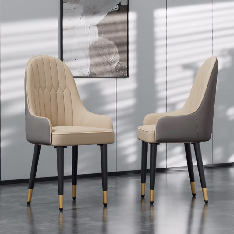 WISFOR Set di 2 sedie da pranzo in pelle e metallo con braccioli Sedie da tavolo ergonomiche con imbottitura Sedie da cucina fino a 150 kg Sedie da ristorazione