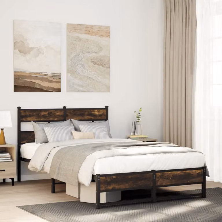 vidaXL Giroletto in Metallo e MDF Marrone L/P/H: 200 x 120 x 91,5 cm