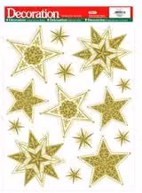 Vetrofania di Natale Tabor con decorazioni a stelle dorate, L 41 cm x H 29 cm