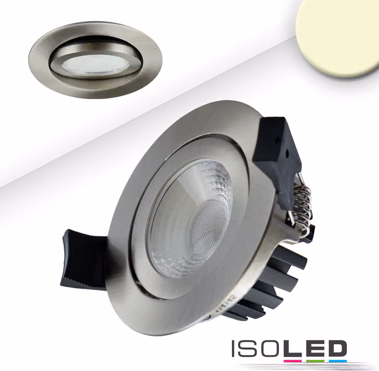 Faretto da incasso LED, argento, 8W, 36°, rotondo, bianco caldo, IP65, dimmerabile