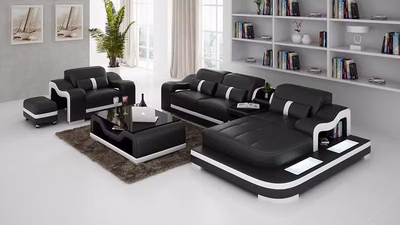 Wohnlandschaft Ecksofa L-Form Sessel Set Garnitur Modern Sofa Leder Couch