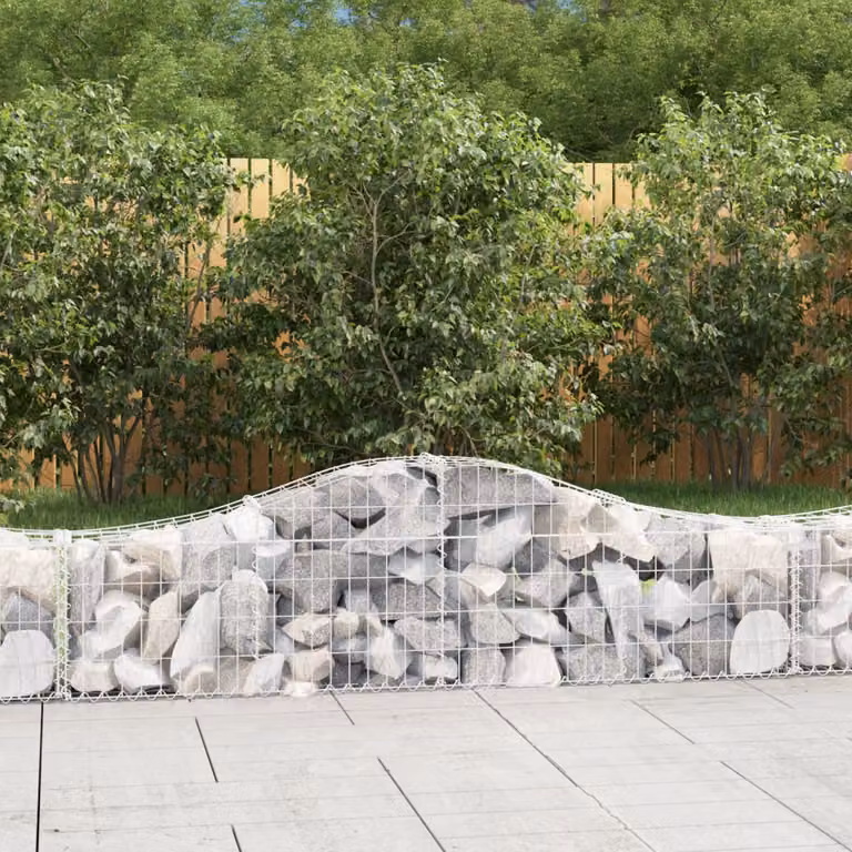 Cesto Gabbione ad Arco vidaXL in Acciaio Zincato Grigio L: 200 cm, P: 30 cm, H: 40/60 cm