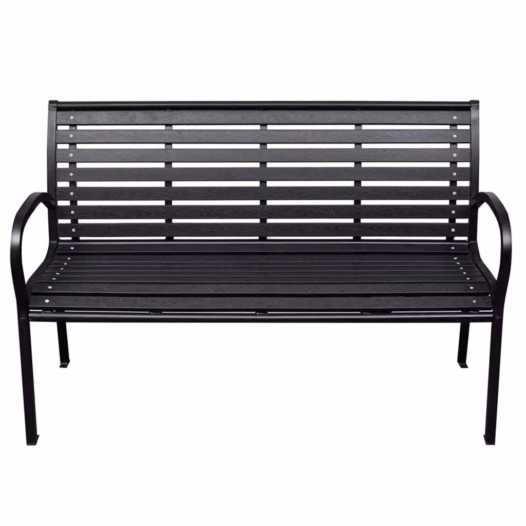 vidaXL Panchina da giardino nera 116 cm in acciaio e WPC