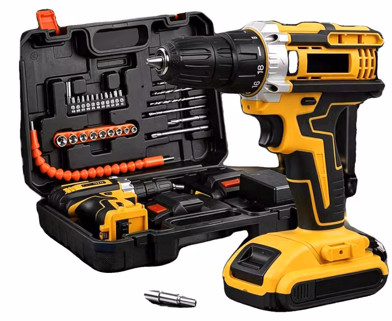 Set di trapani avvitatori a batteria, 21V, batteria agli ioni di litio, coppia di 48 Nm, include 24 utensili, design compatto, due batterie ricaricabili