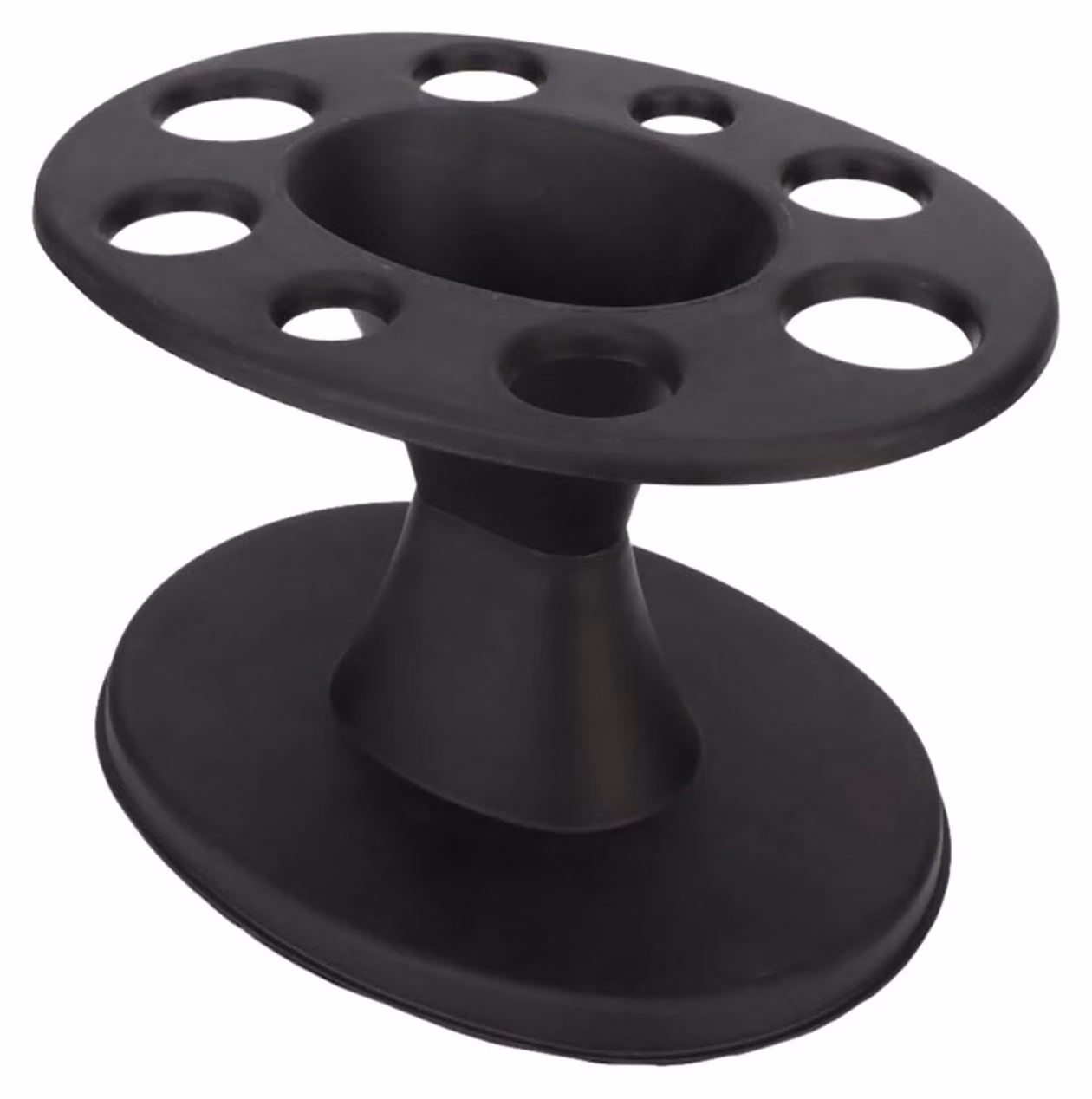 Organizzatore per spazzole per capelli, forma circolare, 8 fori, colore nero, materiale: plastica