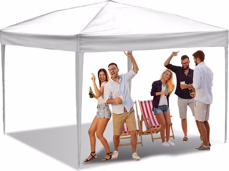 Clanmacy Gazebo 3x3m senza lati, tendone da festa Gazebo pieghevole Gazebo da giardino, protezione UV, per giardino terrazza festa party bianco