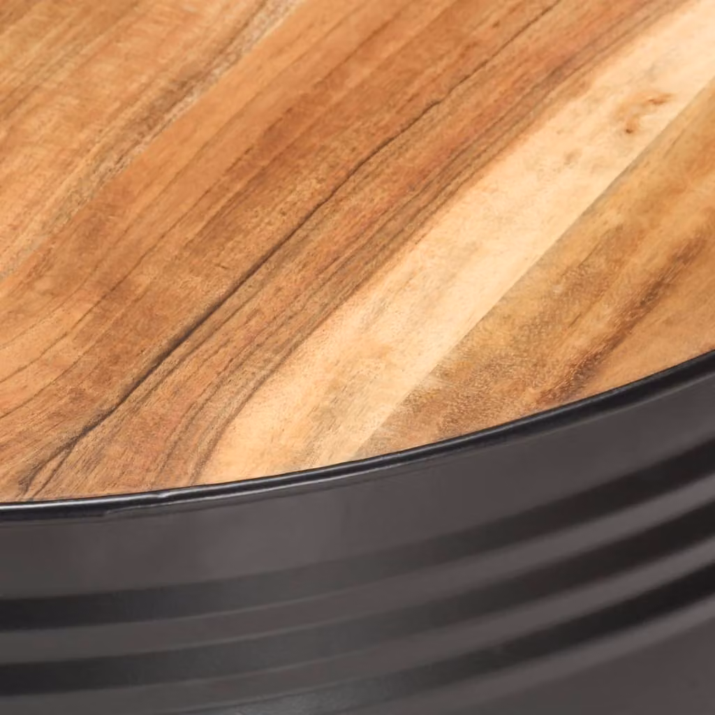 Tavolino nero 68x68x36 cm in legno massiccio di acacia