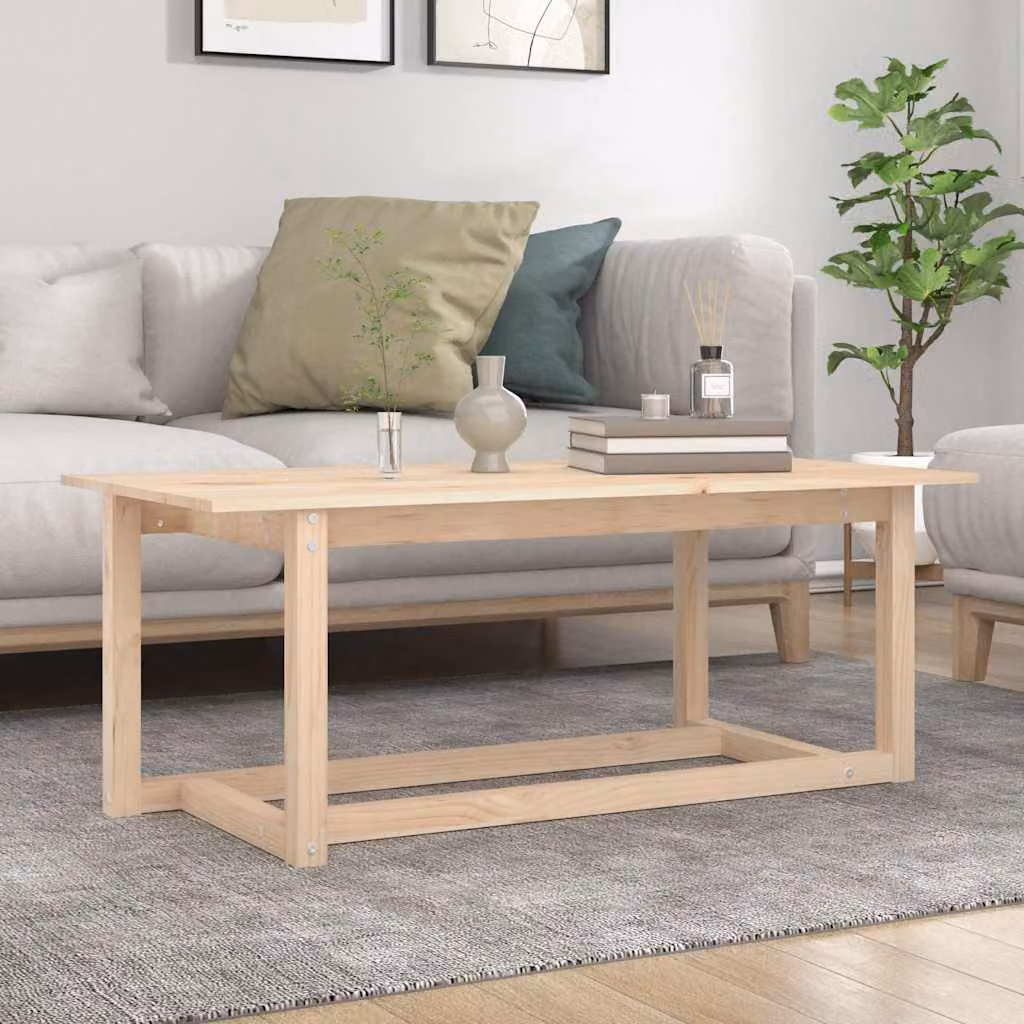 vidaXL Tavolino da Salotto in Legno di Pino Massello Rustico, L: 110 cm, P: 55 cm, H: 45 cm