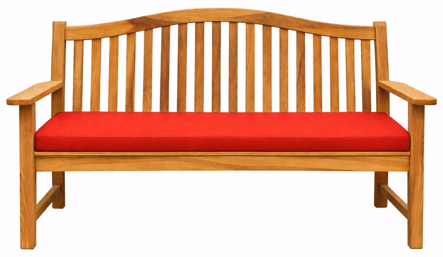 Panca in teak Catania 150cm in legno massiccio resistente alle intemperie + cuscino di seduta rosso