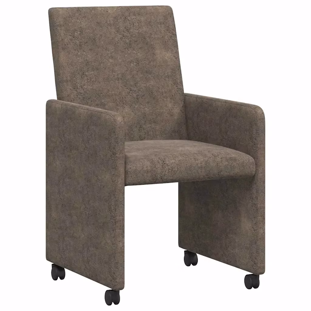 Set di 2 sedie da pranzo vidaXL con ruote e braccioli in pelle sintetica grigia, L/P/H: 57 x 66 x 94 cm – 2