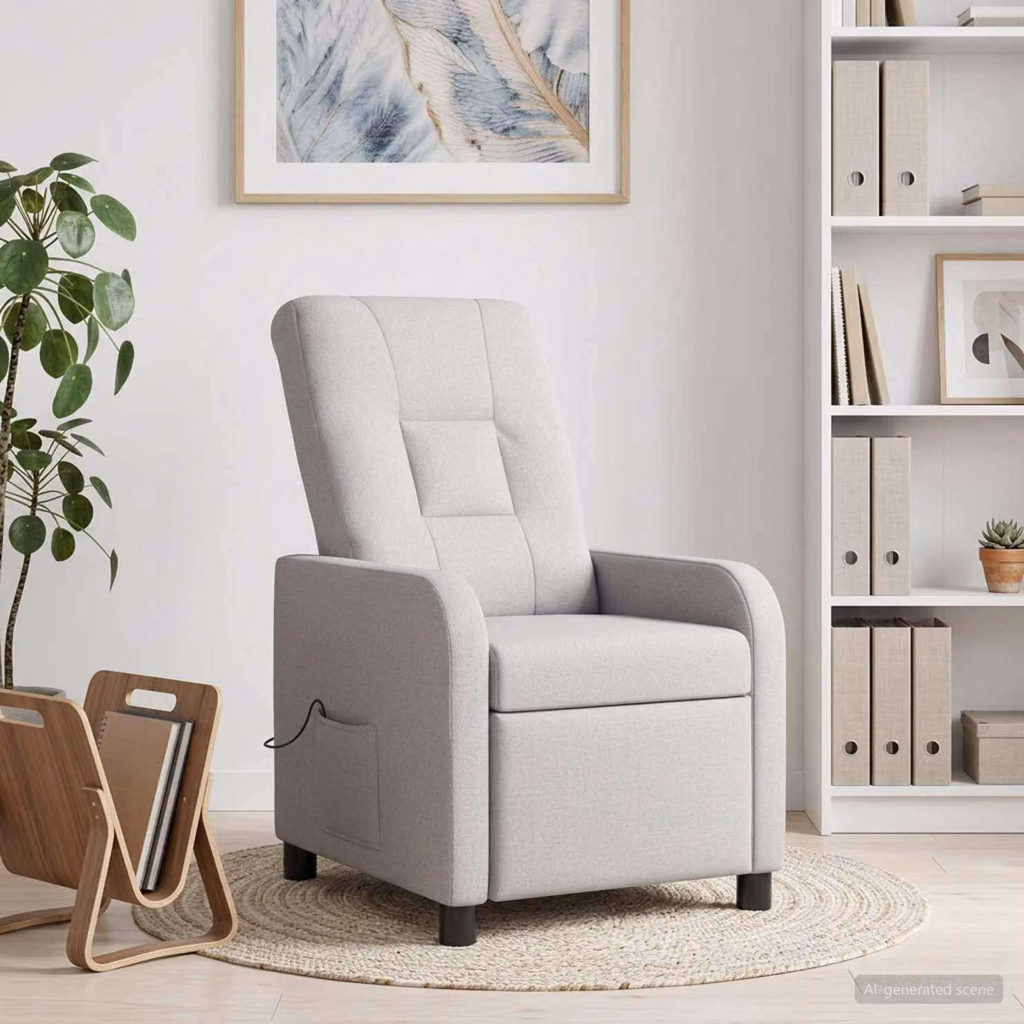 vidaXL Poltrona Relax Recliner in Tessuto Grigio con Braccioli e Struttura Rinforzata