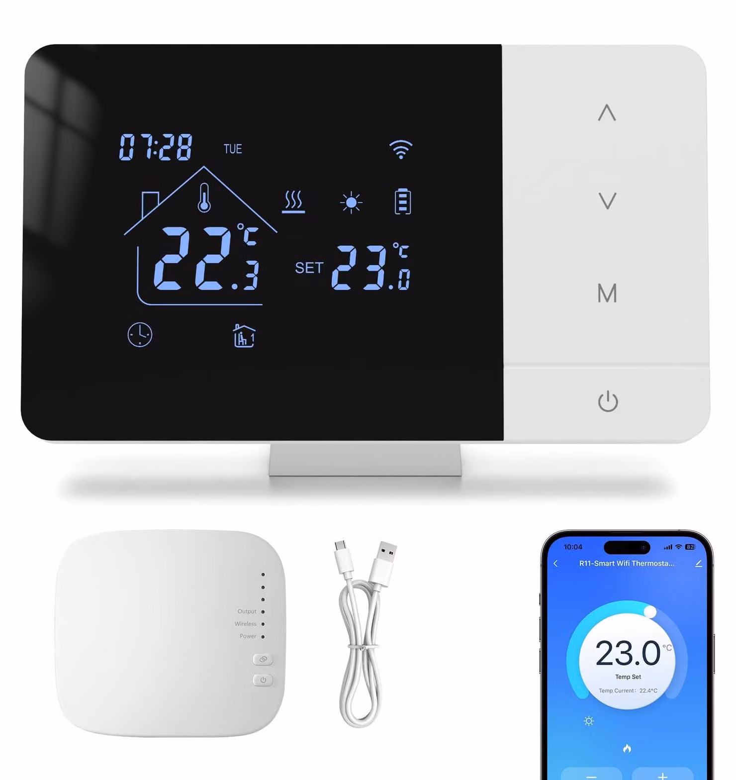 Termostato wireless RF con ricevitore per caldaia a circuito chiuso, programmabile