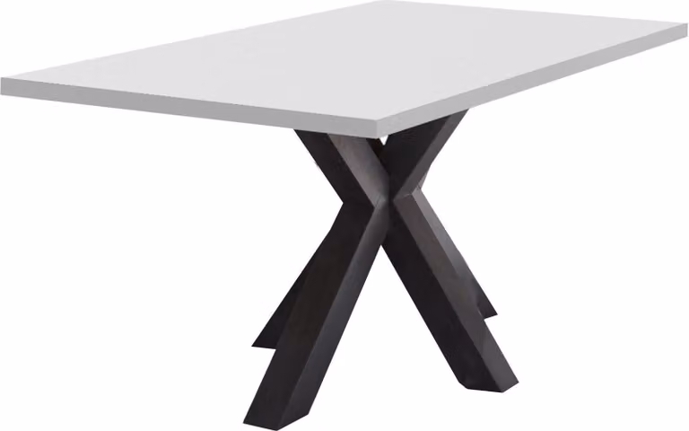 Tavolo da pranzo Elda 2 180 x 90 x 75 Tavolo da pranzo acciaio nero/laccato bianco opaco 13955-180