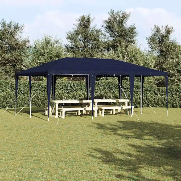 Tenda Party vidaXL Blu in Polietilene e Acciaio L: 600 cm, P: 400 cm, H: 266 cm