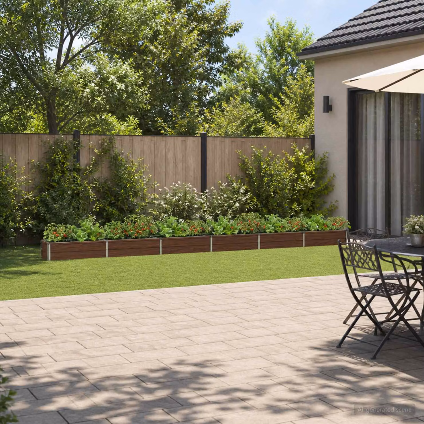 Letto rialzato da giardino vidaXL in metallo Nero L: 480 cm, P: 40 cm, H: 24 cm