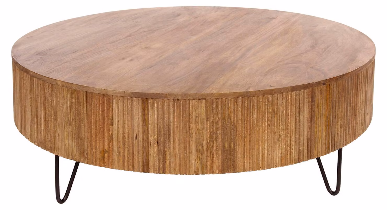 Tavolino FURNLUX Wave marrone sabbia e nero 120 cm / Colore principale: marrone / Dimensioni: 120 x 38 x 120 cm