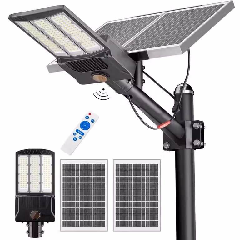 Lampione solare - Lampada di sicurezza a LED - 20000 mAh - Sensore di luminosità - 6500 K - Grado di protezione IP65 - Dimmerabile - 5 metri